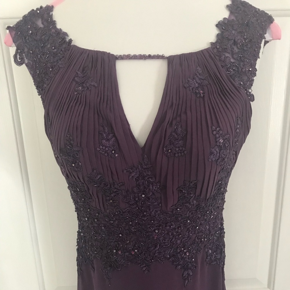 Floor length gown in plum